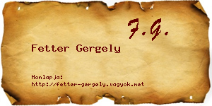 Fetter Gergely névjegykártya